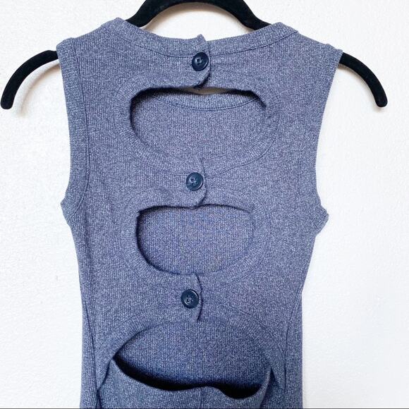 H&M Ribbed Jersey Open Back Dark Blue Marl Dress Size 2 - Picture 7 of 10